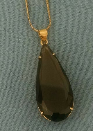 Vintage Smoky Quartz Pendant And 14 Kt.  9 Inch Chain Vior Italy