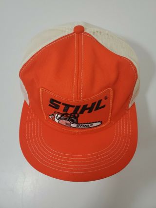 Vintage Stihl Mesh Trucker Hat Snapback Baseball Cap Made in USA & 70 Year Pin 3