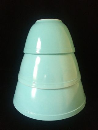 Pyrex Vintage 3 Pc Nesting Mixing Bowl Set Robins Egg Blue Turquoise 401 402 403