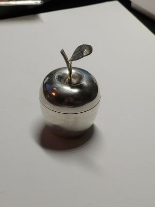 Vintage TIFFANY & CO.  Makers Sterling Silver Apple Pill / Trinket Box 2
