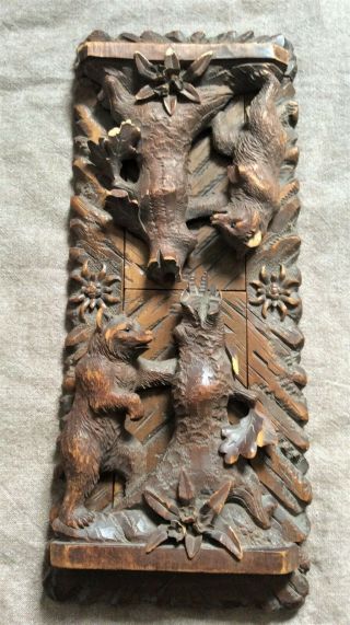 19th Century Carved Wooden Black Forest Book Slide Featuring Bears