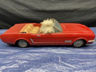 Vintage Rare Japan “alps” Battery Operated Rid Tin Toy Car “ Ford” Mustang Gt
