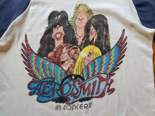 Vintage 70 ' s/80 ' s Aerosmith Caricature Bootleg Raglan T Shirt XL 2