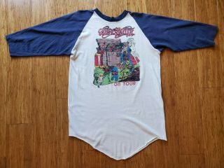 Vintage 70 ' s/80 ' s Aerosmith Caricature Bootleg Raglan T Shirt XL 3