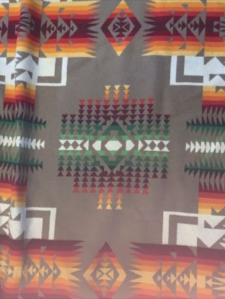 Pendleton Beaver State Wool Blend Blanket Chief Joseph Indian Design 64X78” Vtg 3
