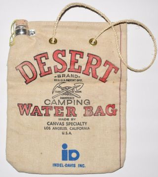 Vintage Indel - Davis Desert Brand Camping Scottish Flax Duck Canvas Water Bag