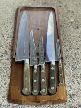 Vintage Sabatier Knife Set Made In France Wooden Handles Htf Ships Fast Today