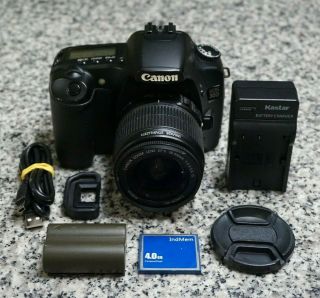 Vtg Canon Eos 30d 8.  2mp Dslr Camera W/ 18 - 55mm Is Lens & 4gb Cf Fs