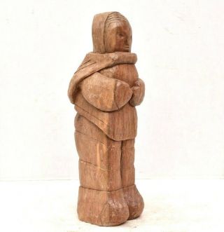 Vtg Canadian Eskimo Folk Art Carving Northwest Coast Eskimo Statue Figure 13 "