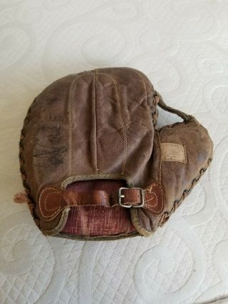 Vintage Spaulding 1910 Antique Leather Catchers Mitt Baseball Glove Buckle Strap