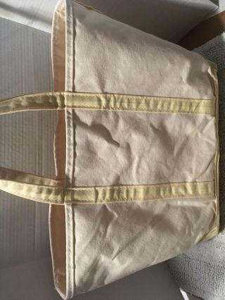 Vintage LL Bean Boat and Tote Canvas Bag Freeport Maine Large RARE PALE YELLOW 2