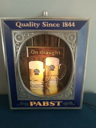 (vtg) 1980s Pabst Beer 2 Mugs Back Bar Light Up Sign Game Room Man Cave Pbr