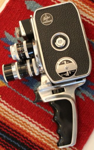 Vintage Bolex Paillard D8l Camera,  8mm,  3 Kern Lens,  Pistol Grip,  Case