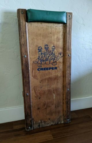 Vintage Pep Boys Manny Moe Jack Garage Mechanics Creeper Sign Oil Display
