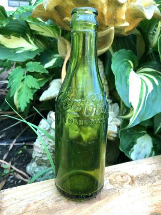 Rare Antique Vintage 1908 Canadian Straight - Sided Coca - Cola Bottle Emerald Green