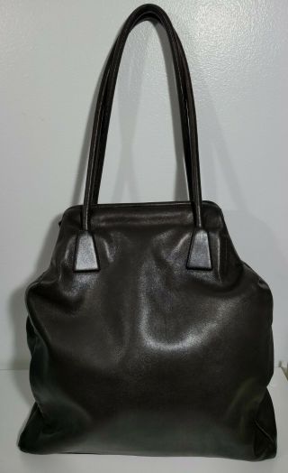 Jil Sander Dark Brown Leather Purse Shoulder Bag Tote Large Handbag Vtg