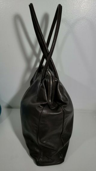 Jil Sander Dark Brown Leather Purse Shoulder Bag Tote Large Handbag VTG 3