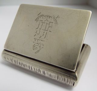 Rare V Early English Antique Victorian 1868 Sterling Silver Vesta Case