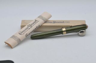 Lovely Rare Vintage Conway Stewart 60 Fountain Pen - Green Herringbone Pattern