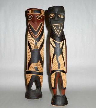 Vintage Australian Aboriginal Carved Wood 11 " Male Female Wedding Figures