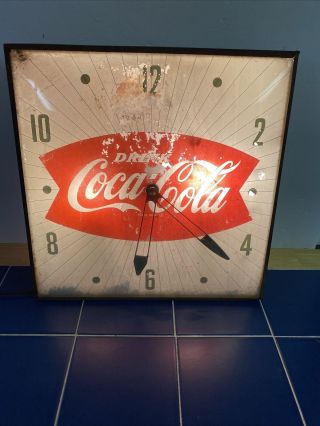 1950’s Vintage Coca - Cola Clock - Fishtail Logo - And