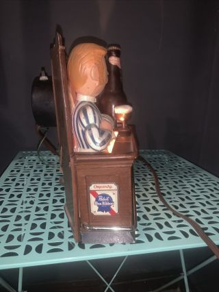Vintage Pabst Blue Ribbon Beer Lighted Bar Display - Bartender Clock 1960 ' s PBR 2