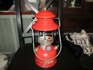 Vintage Coleman 200a Single Mantle Red Lantern 2/1960 Perfect Chip Vent