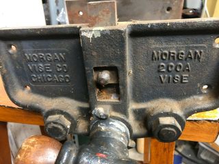Vintage Morgan 200a 10 " Quick Release Woodworking Vise Under Bench Mount