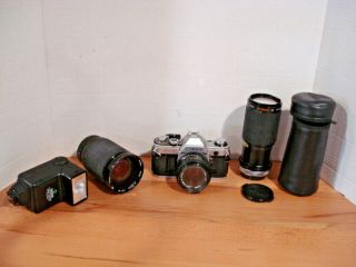 Vintage Canon Ae - 1 35mm Slr Film Camera With Fd 50mm F1.  8 Lens & More
