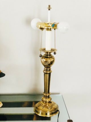 Stiffel Vintage Brass Lamp Dual Socket Torch Mid Century Hollywood Regency