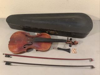 Vintage Antique " Ole Bull " Violin Full Size 4/4 With 2 Bow And Case