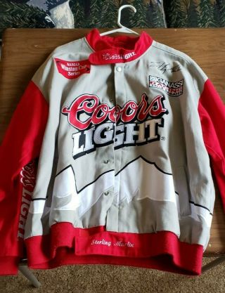 Vintage L Coors Light Beer Sterling Marlin Nascar Racing Jacket Jeff Hamilton