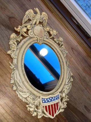 Antique Civil War Era Cast Iron Mirror/eagle & Federal Shield Patented 1862