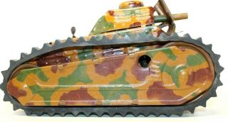 Vintage Pre - War Tippco Tin Lithographed Clockwork Renault Wwi Tank W/ Shield