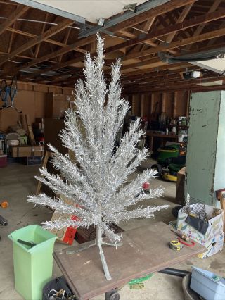 Vintage Aluminum Christmas Tree With Stand 4 1/2 Ft