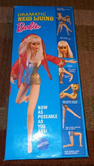 Dramatic Living Barbie Vintage 1969 Mattel Ash Blonde Open Box
