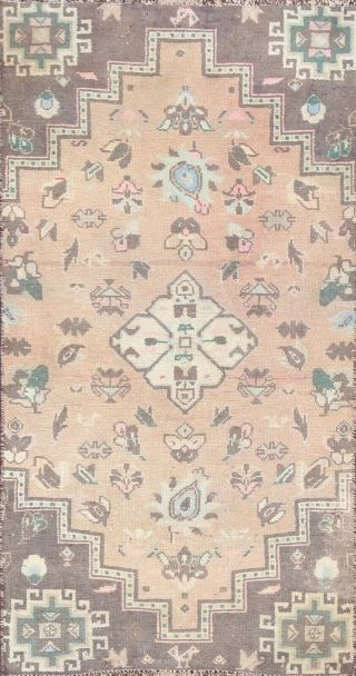 Vintage Geometric Tribal Hamedan Area Rug Hand - Knotted Wool Foyer Carpet 2 