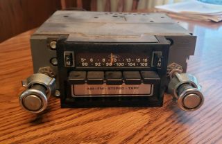 Vintage Ford Oem Am - Fm 8 Track Tape Stereo Radio 4 With Knobs And Wiring