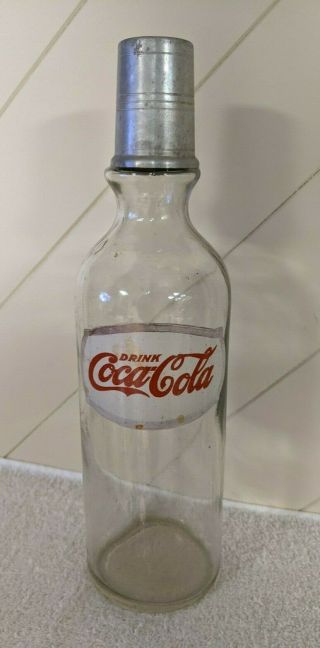 Vintage C.  1920 Coca Cola Fountain Syrup Bottle W/ Measuring Cap Cup Rare Coke