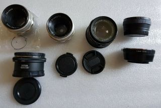 Vintage F/2 Lens 2x Carl Zeiss Jena Biotar 58mm,  Zenith Helios Mc 44m - 7 58mm,  More