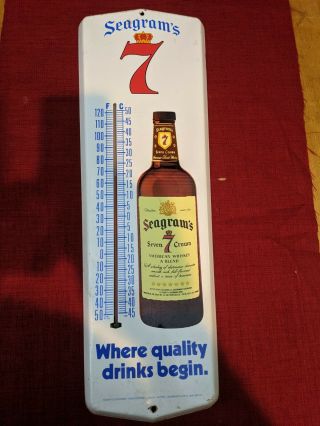 Vintage Seagrams 7 Whiskey Advertising Thermometer