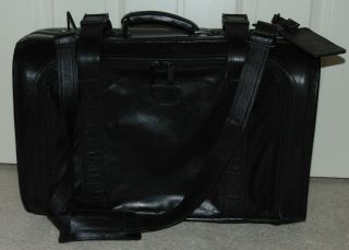 Very Rare Vtg Tumi Black Leather Carry On Colombian Leather W/shoulder Strap