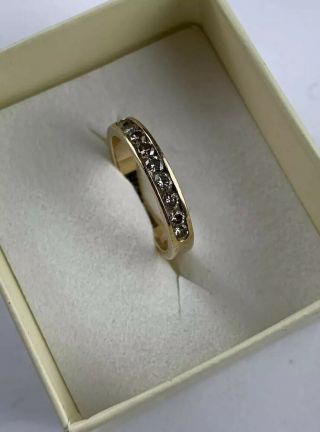 Vintage 14 K Yellow Gold Diamond Ring Wedding Band Size 5.  5