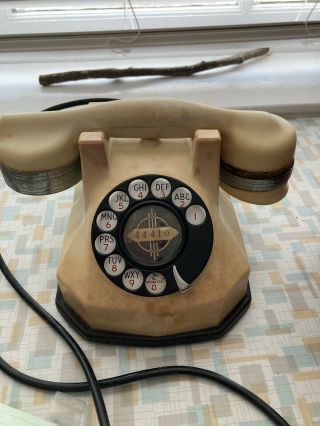 Antique Automatic Electric Monophone Ae40 Telephone Vintage Art Deco Beige