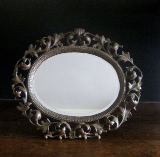 Circa.  1910 Large Bronze 5 - Pound Bauhaus Vanity Mirror From The United States