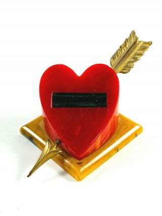 Vtg Rare Bakelite Valentines Heart Arrow Jewelry Store Ring Display 1