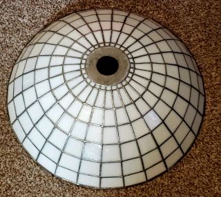 16 " Vintage Dale Tiffany Signed Stained Slag Glass Lamp Shade White Dome