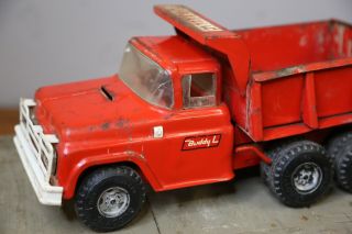 Vintage Press Steel Buddy L Dual Axle Hydraulic Dump Truck 1960 ' s red toy 3