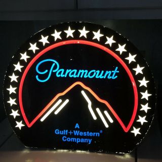 Paramount Pictures ILLUMINATED Marquee ROUND LIGHT UP SIGN Vintage STAVEN NY ‘87 2