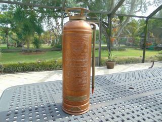 Floafome Model 833 Copper/brass Fire Extinguisher Vintage Antique With Hose